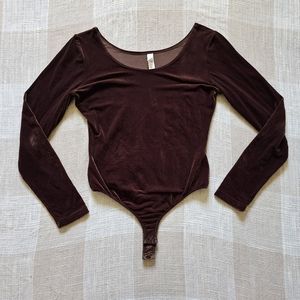 y2k Victoria's Secret Chocolate Brown Velour Bodysuit